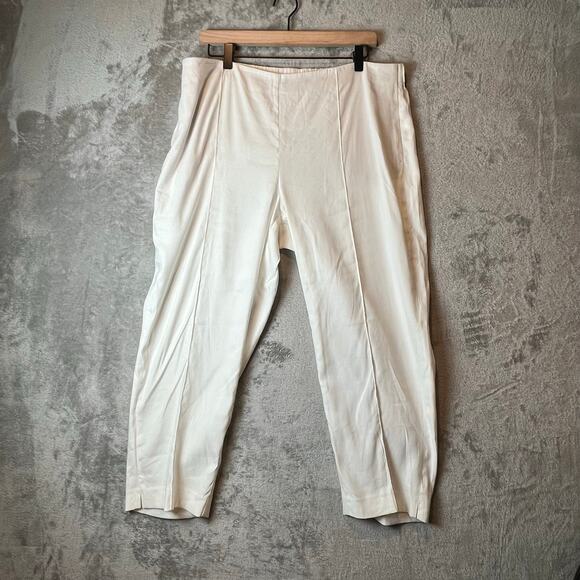 J. Jill Linen Blend‎ White Tapered Pants Large Stretch Pull-On Comfort Trousers - Picture 1 of 6